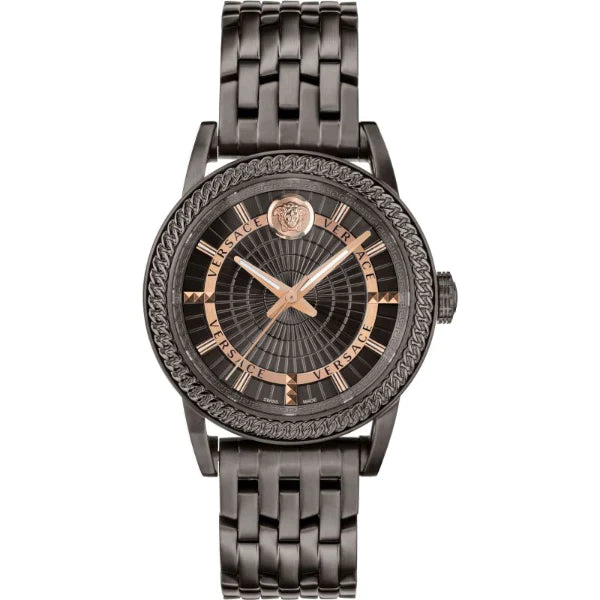  Shop Authentic Versace Viamond Quartz Black Dial Grey Steel Strap Watch For Men - VEPO00520 - Luxxuri