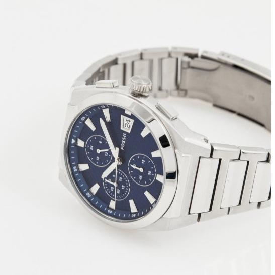  Shop Authentic Fossil Everett Chronograph Blue Dial Silver Steel Strap Watch for Men - FS5795 - Luxxuri