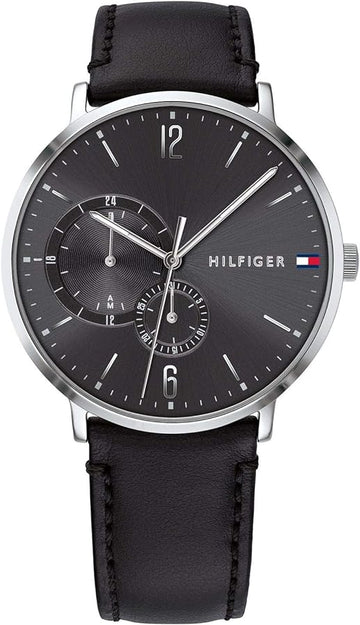  Shop Authentic Tommy Hilfiger Brooklyn Black Dial Black Leather Strap Watch for Men - 1791509 - Luxxuri