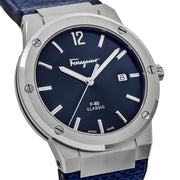  Shop Authentic Salvatore Ferragamo F-80 Classic Blue Dial Blue Leather Strap Watch for Men - SFDT00319 - Luxxuri