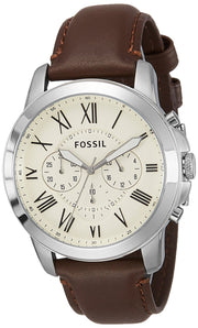  Shop Authentic Fossil Grant Chronograph White Dial Brown Leather Strap Watch for Men - FS4735 - Luxxuri