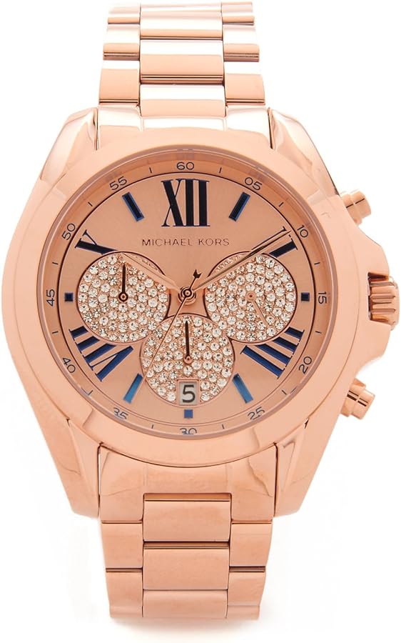  Shop Authentic Michael Kors Bradshaw Chronograph Rose Gold Dial Rose Gold Steel Strap Watch For Women - MK6321 - Luxxuri