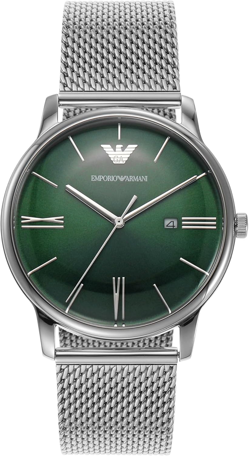  Shop Authentic Emporio Armani Minimalist Quartz Green Dial Silver Mesh Bracelet Watch For Men - AR11578 - Luxxuri