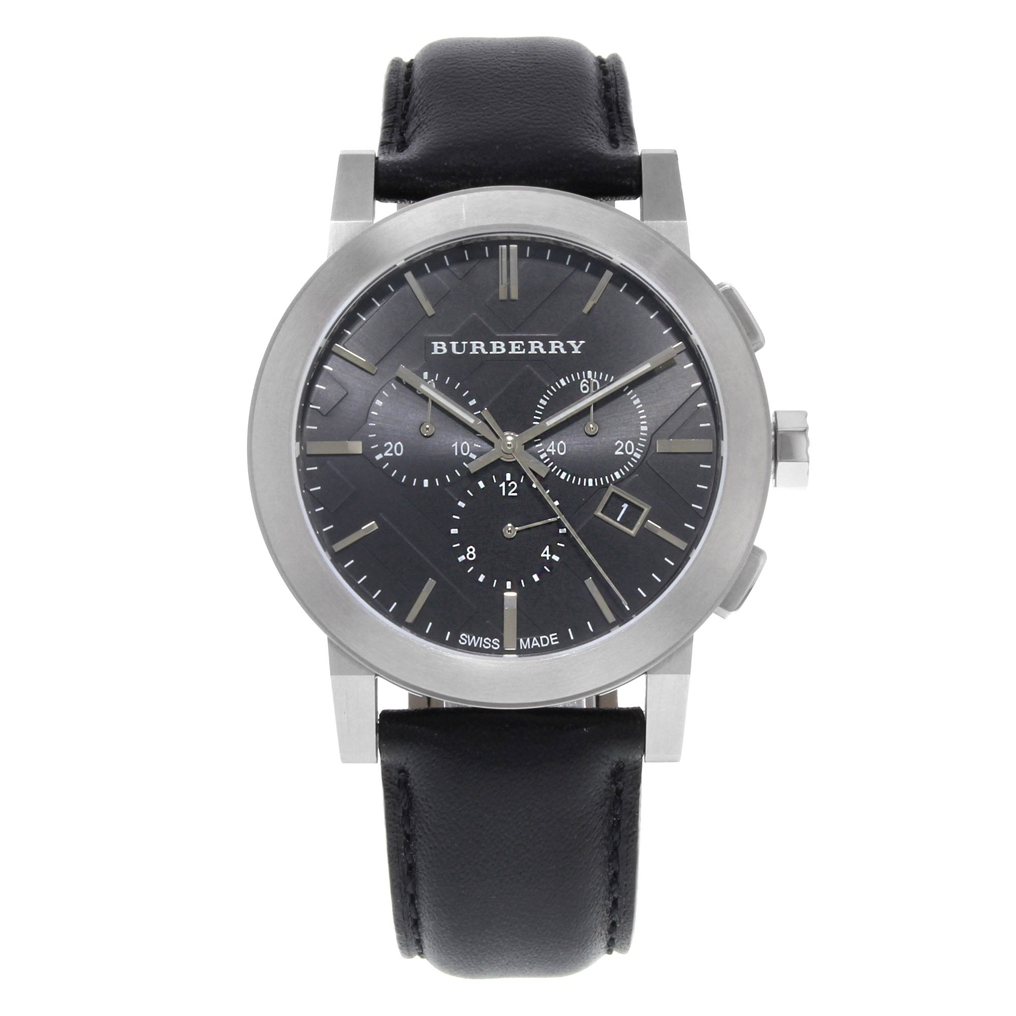  Shop Authentic Burberry The City Chronograph Black Dial Black Leather Strap Watch for Men - BU9356 - Luxxuri