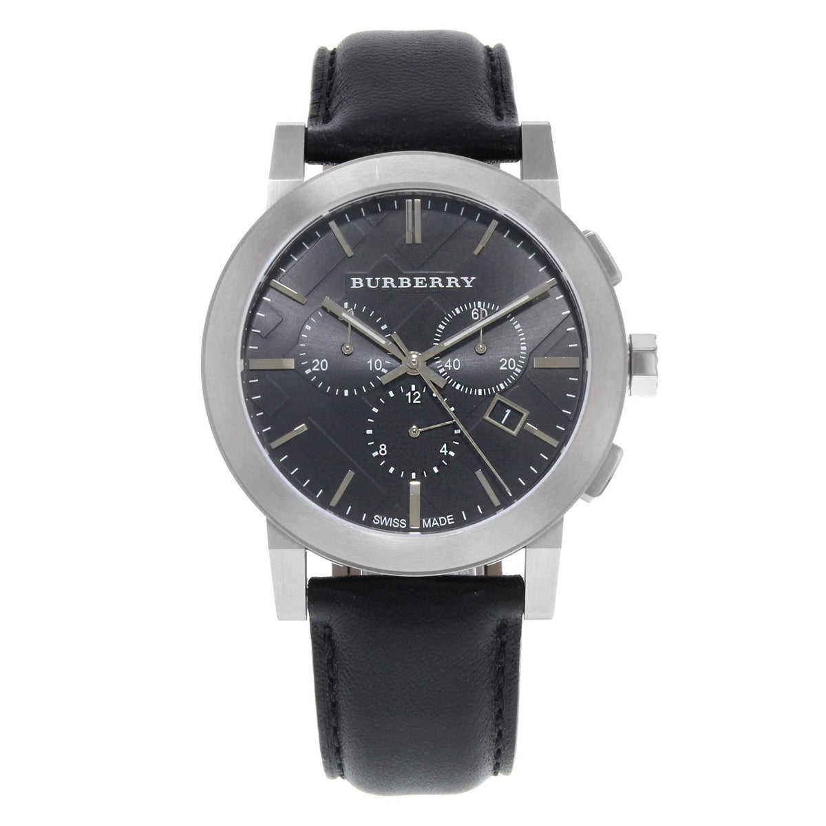  Shop Authentic Burberry The City Chronograph Black Dial Black Leather Strap Watch for Men - BU9356 - Luxxuri