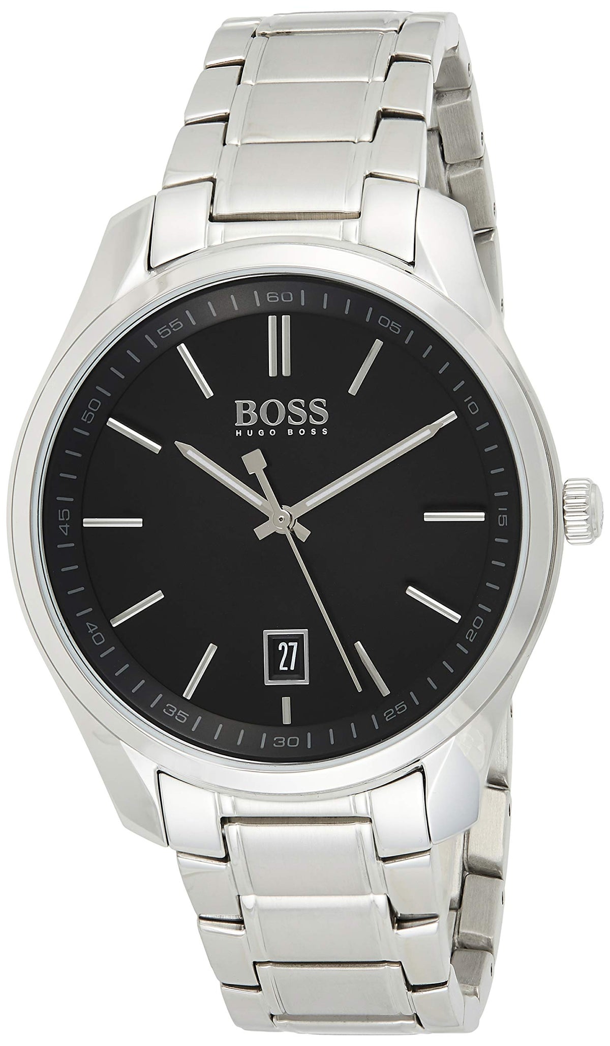  Shop Authentic Hugo Boss Governer Black Dial Silver Steel Strap Watch for Men - 1513488 - Luxxuri