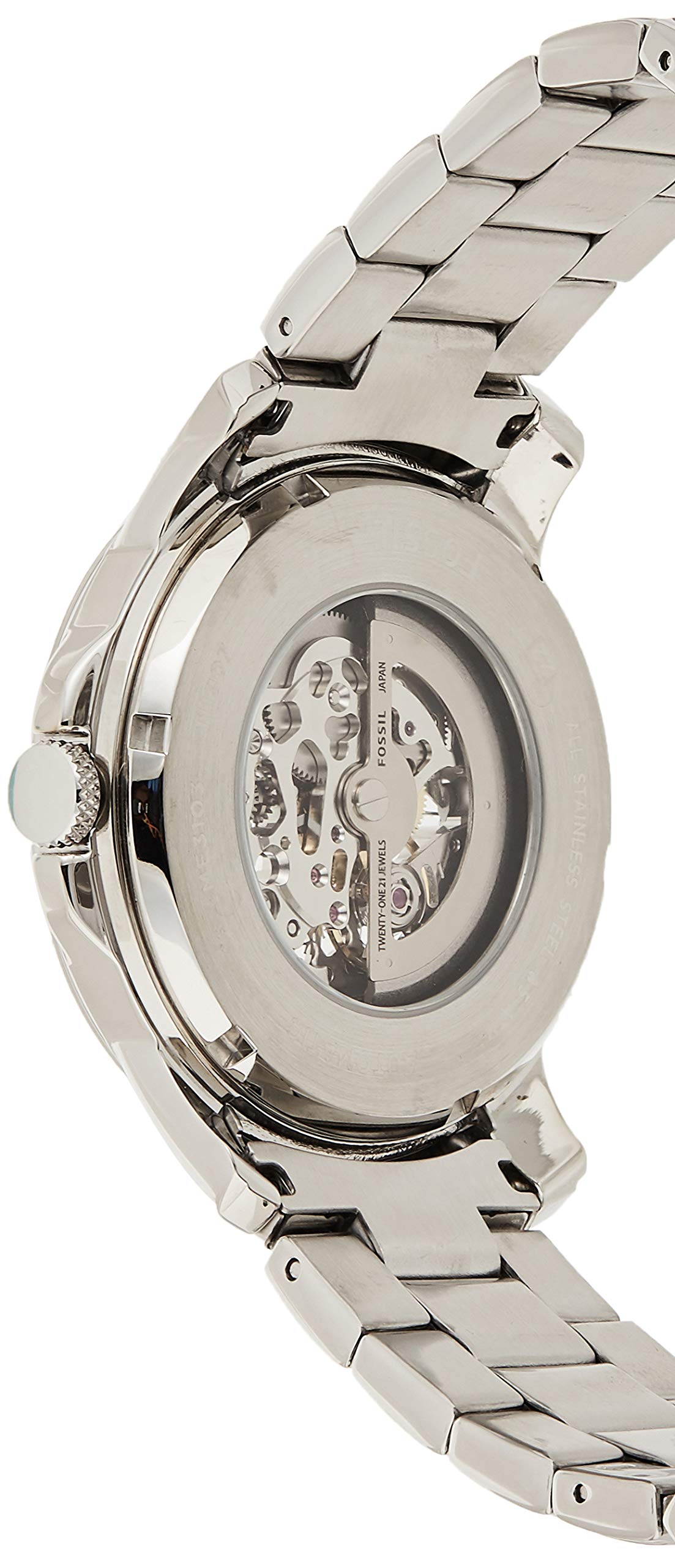  Shop Authentic Fossil Grant Automatic Skeleton Black Dial Silver Steel Strap Watch for Men - ME3103 - Luxxuri