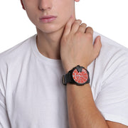  Shop Authentic Diesel Mega Chief Black Dial Black Leather Strap Watch For Men - DZ4323 - Luxxuri