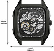  Shop Authentic Fossil Inscription Automatic Skeleton Black Dial Black Steel Strap Watch for Men - BQ2574 - Luxxuri