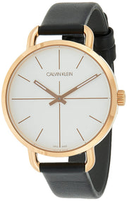  Shop Authentic Calvin Klein Even White Dial Black Leather Strap Watch for Women - K7B236C6 - Luxxuri