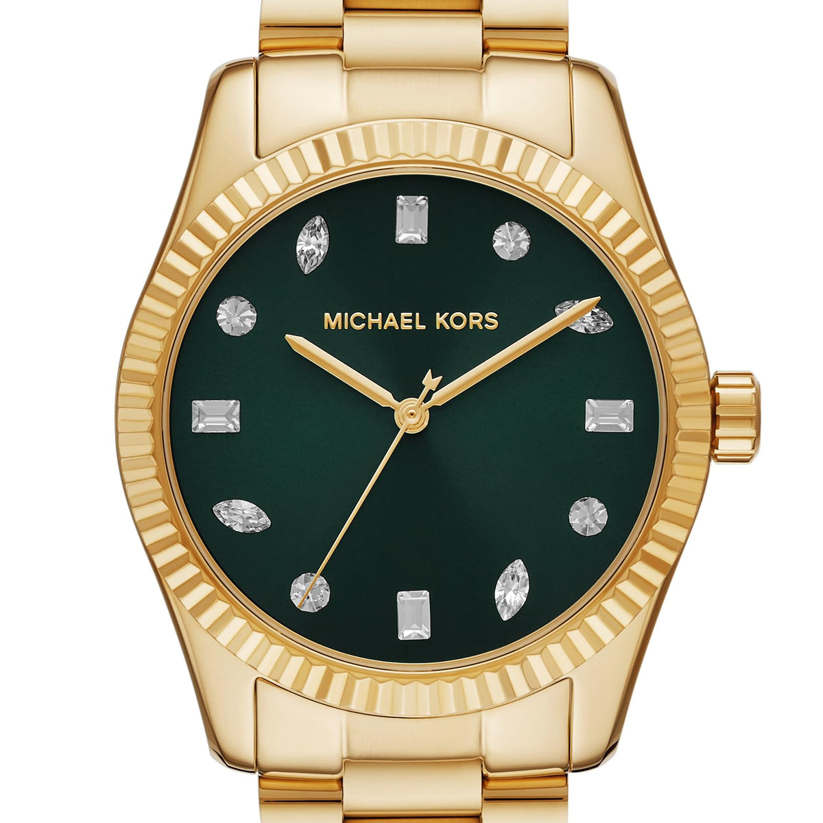  Shop Authentic Michael Kors Lexington Three Hand Green Dial Gold Steel Strap Watch For Women - MK7449 - Luxxuri