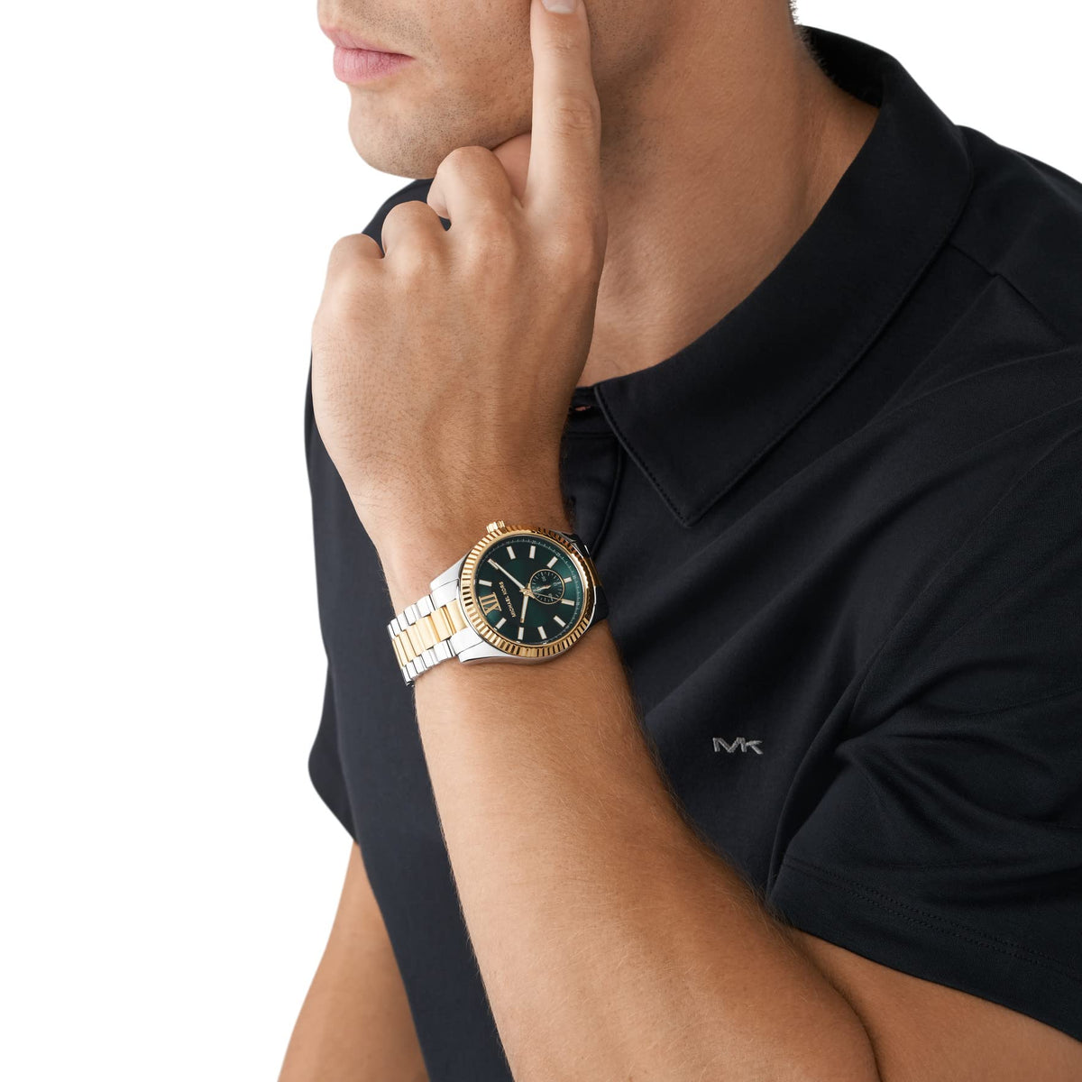  Shop Authentic Michael Kors Lexington Quartz Green Dial Two Tone Steel Strap Watch For Men - MK9063 - Luxxuri
