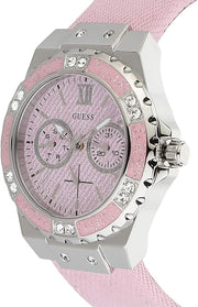  Shop Authentic Guess Limelight Quartz Diamonds Pink Dial Pink Denim Strap Watch For Women - W0775l15 - Luxxuri