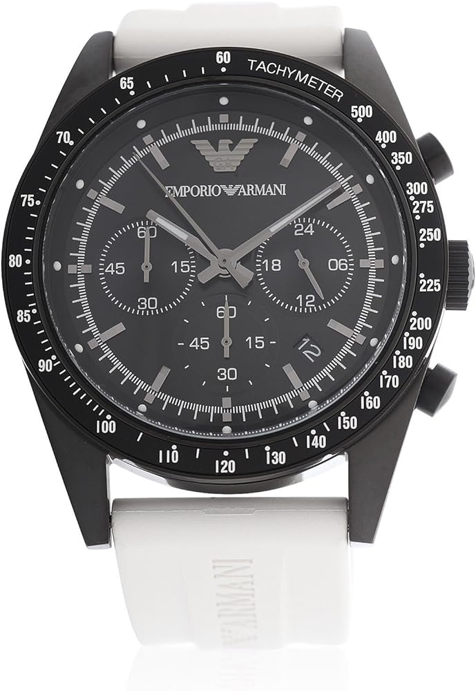  Shop Authentic Emporio Armani Sportivo Chronograph Black Dial White Rubber Strap Watch For Men - AR6112 - Luxxuri