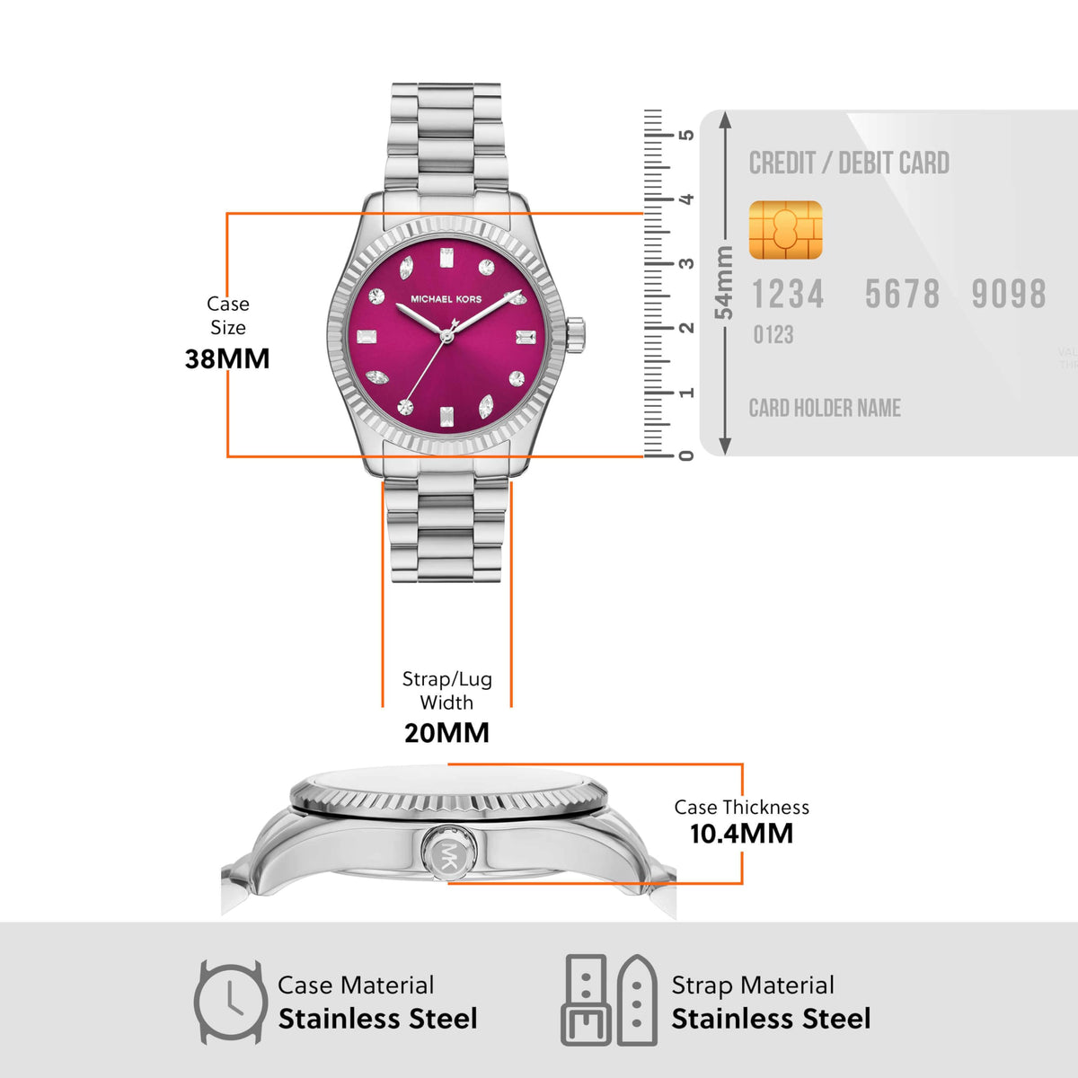  Shop Authentic Michael Kors Lexington Three-Hand Pink Dial Silver Steel Strap Watch For Women - MK7443 - Luxxuri