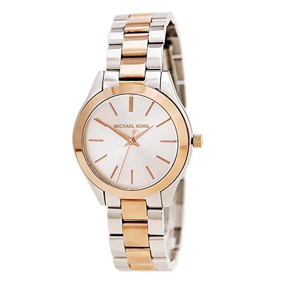  Shop Authentic Michael Kors Slim Runway White Dial Two Tone Watch for Women - MK3204B - Luxxuri
