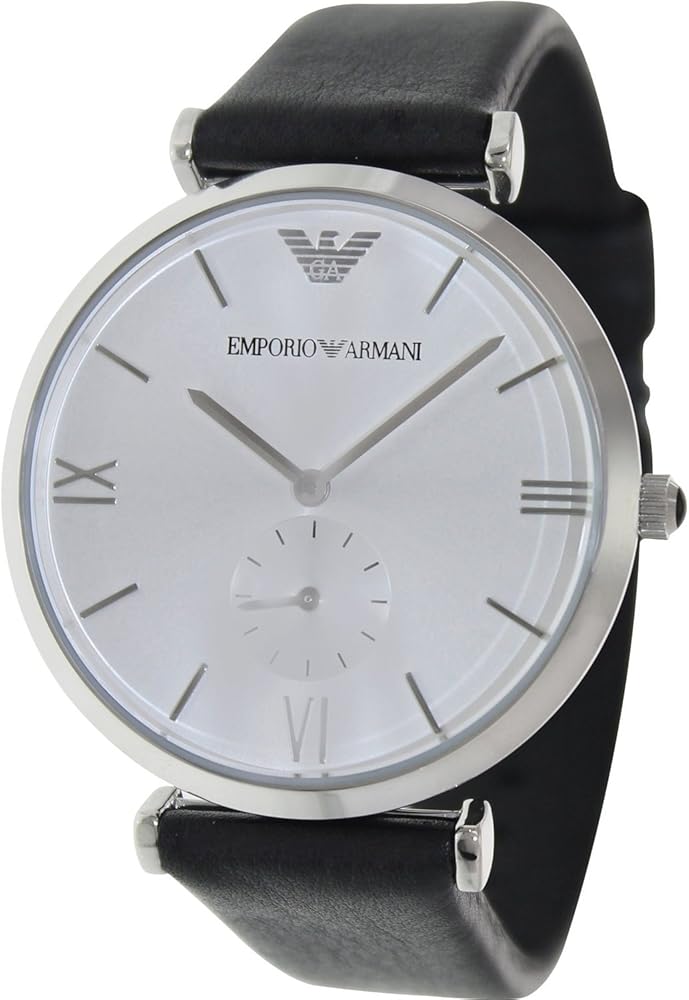  Shop Authentic Emporio Armani Retro Analog Quartz Silver Dial Black Leather Strap Watch For Men - AR1674 - Luxxuri