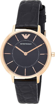  Shop Authentic Emporio Armani Kappa Quartz Black Dial Black Leather Strap Watch For Women - AR11064 - Luxxuri