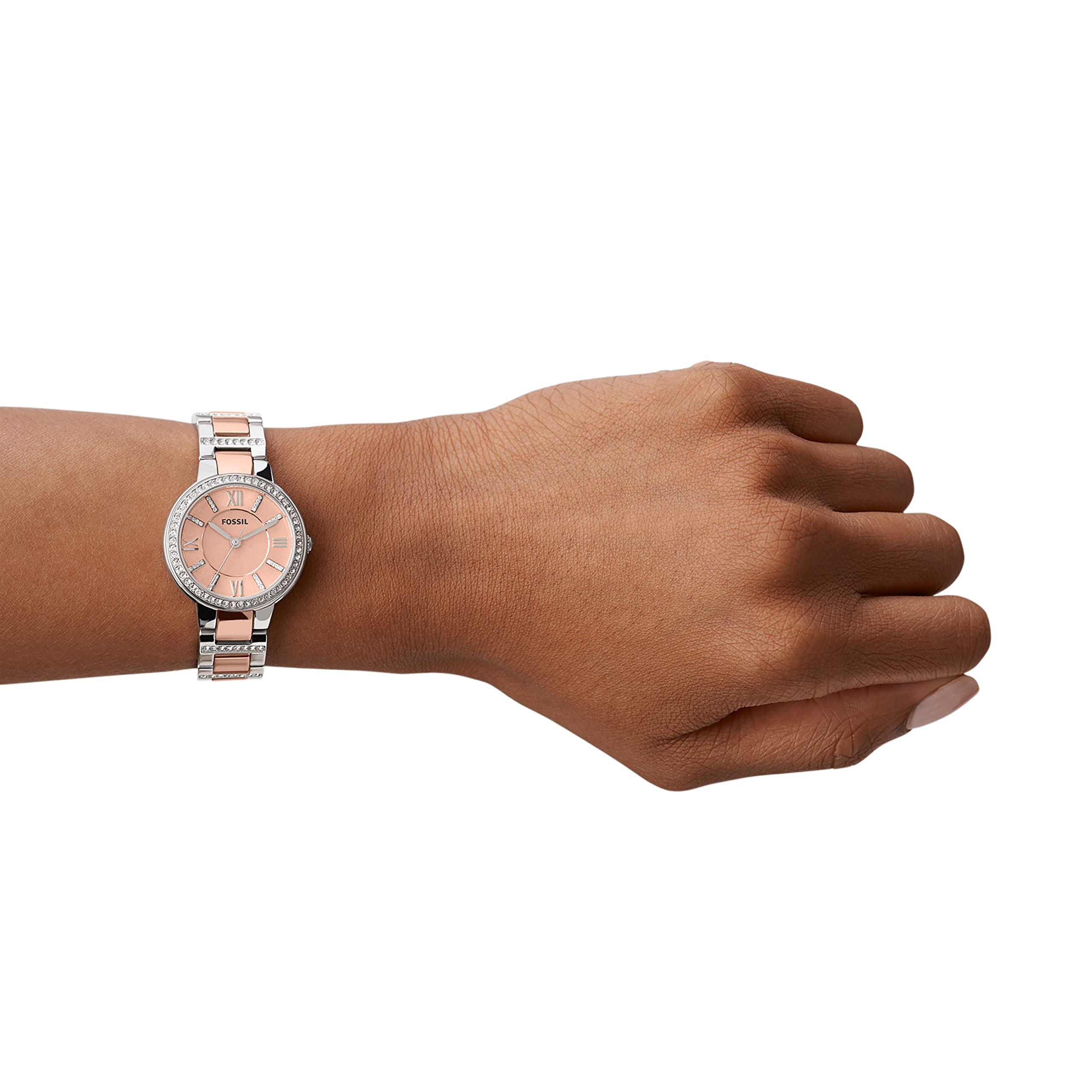  Shop Authentic Fossil Virginia Rose Gold Dial Two Tone Steel Strap Watch for Women - ES3405 - Luxxuri