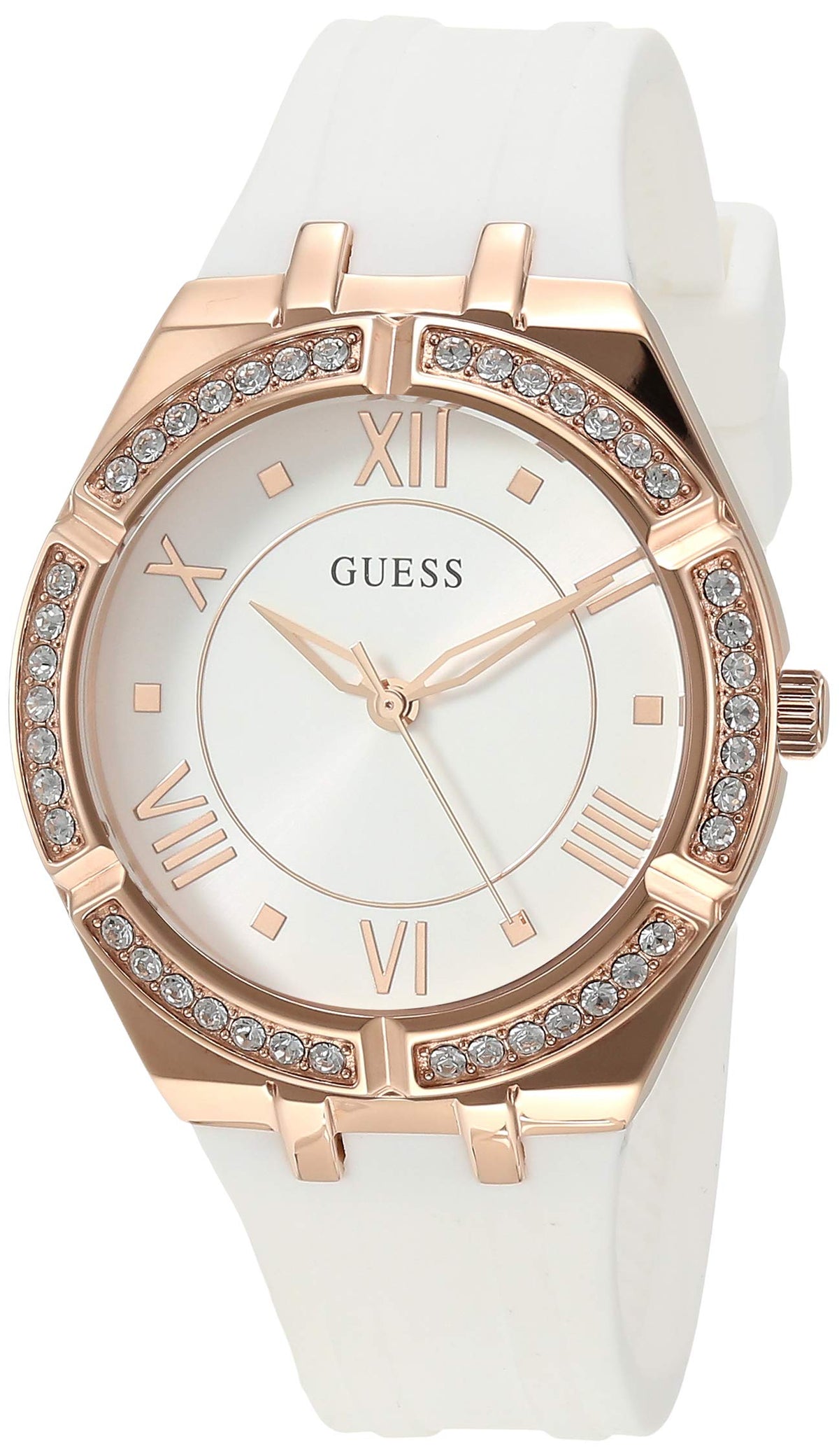  Shop Authentic Guess Cosmo Diamonds Silver Dial White Rubber Strap Watch for Women - GW0034L2 - Luxxuri