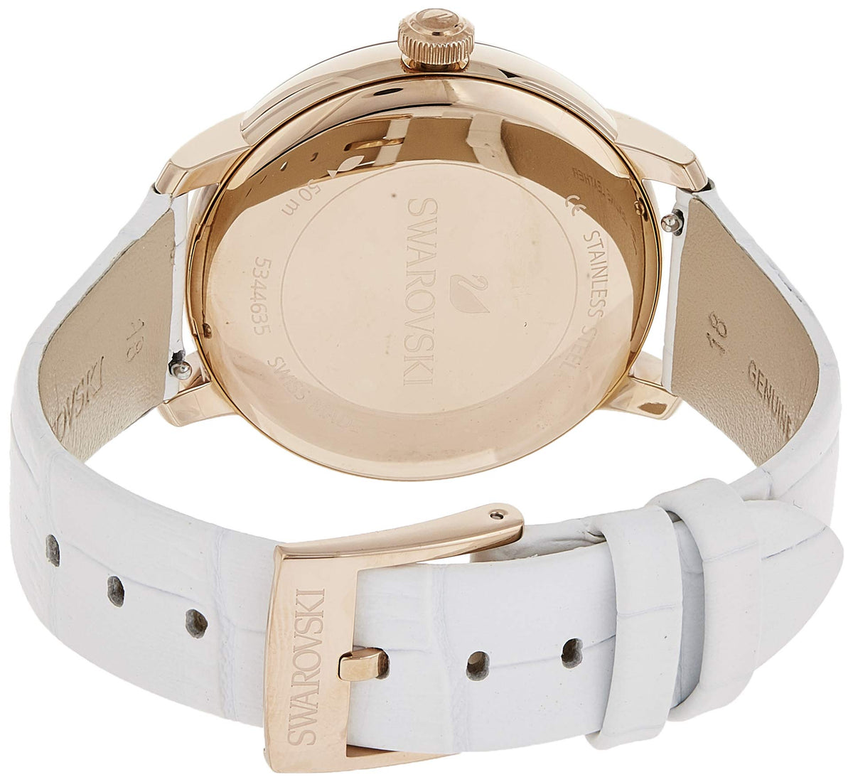  Shop Authentic Swarovski Crystalline Hours Quartz Grey Dial Black Leather Strap Watch for Women - 5344635 - Luxxuri
