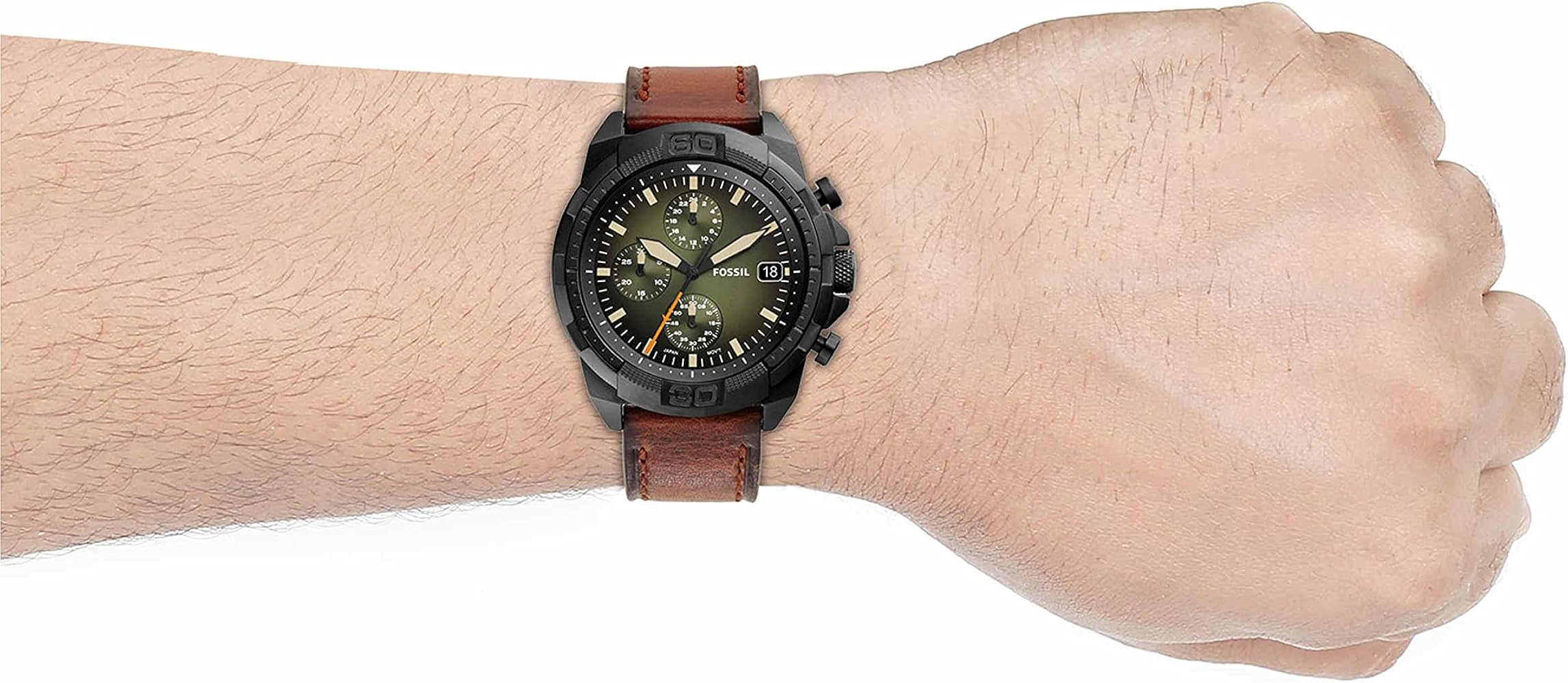  Shop Authentic Fossil Bronson Chronograph Black Dial Brown Leather Strap Watch for Men - FS5856 - Luxxuri