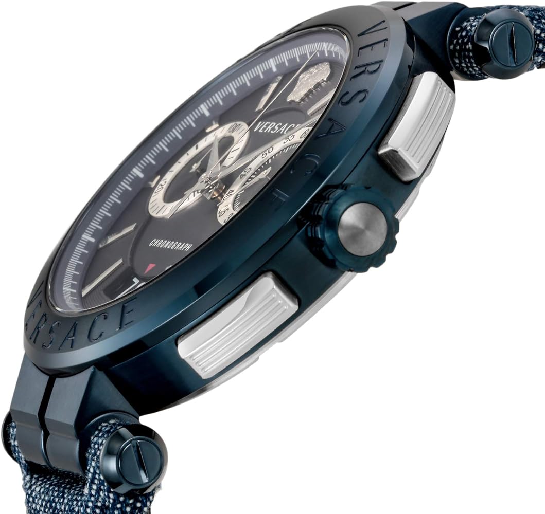  Shop Authentic Versace Aion Chronograph Blue Dial Blue Leather Strap Watch for Men - VBR070017 - Luxxuri