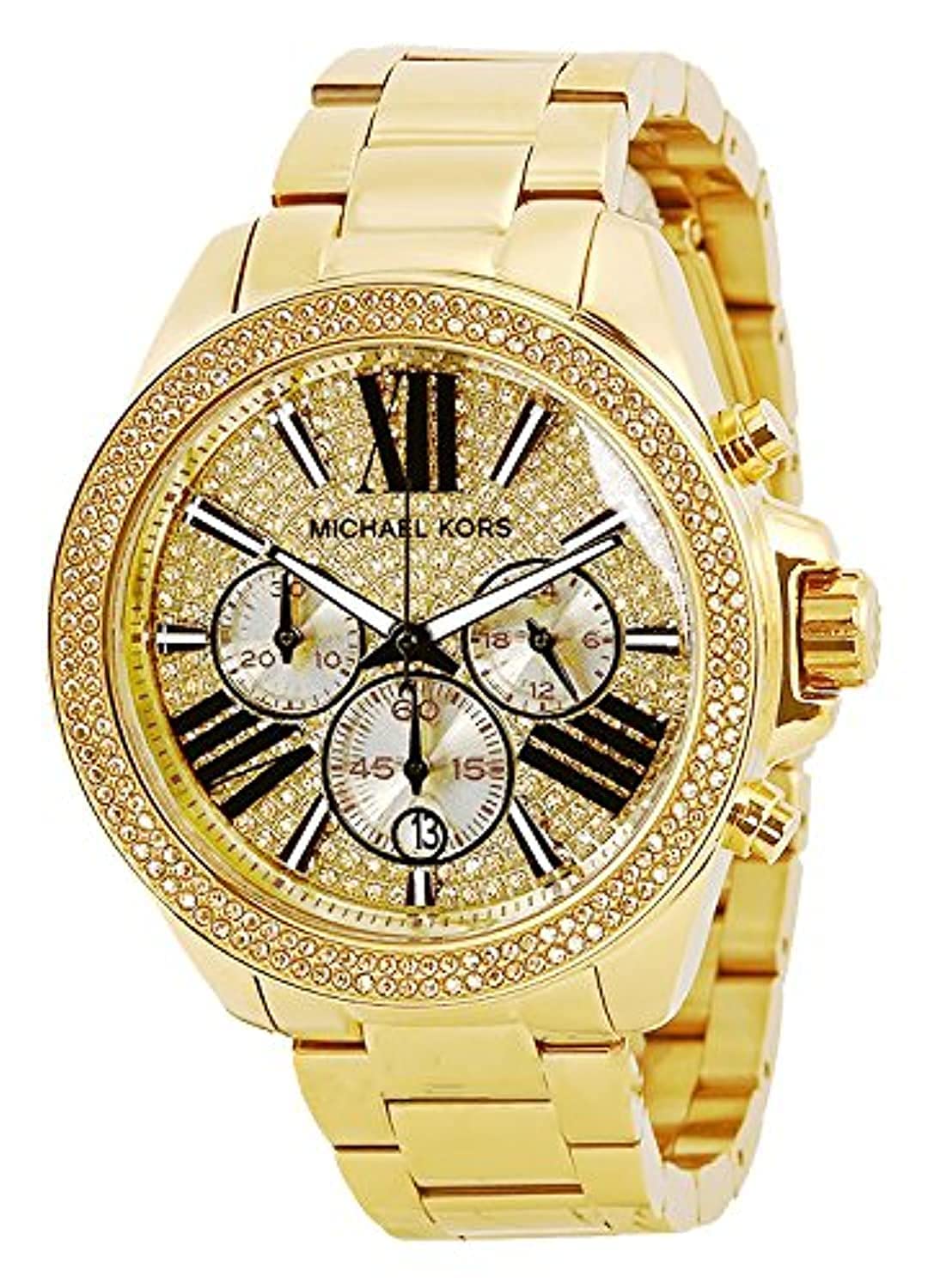  Shop Authentic Michael Kors Wren Chronograph Crystal Pave Gold Dial Gold Steel Strap Watch for Women - MK6095 - Luxxuri