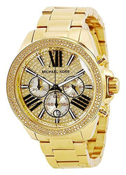  Shop Authentic Michael Kors Wren Chronograph Crystal Pave Gold Dial Gold Steel Strap Watch for Women - MK6095 - Luxxuri