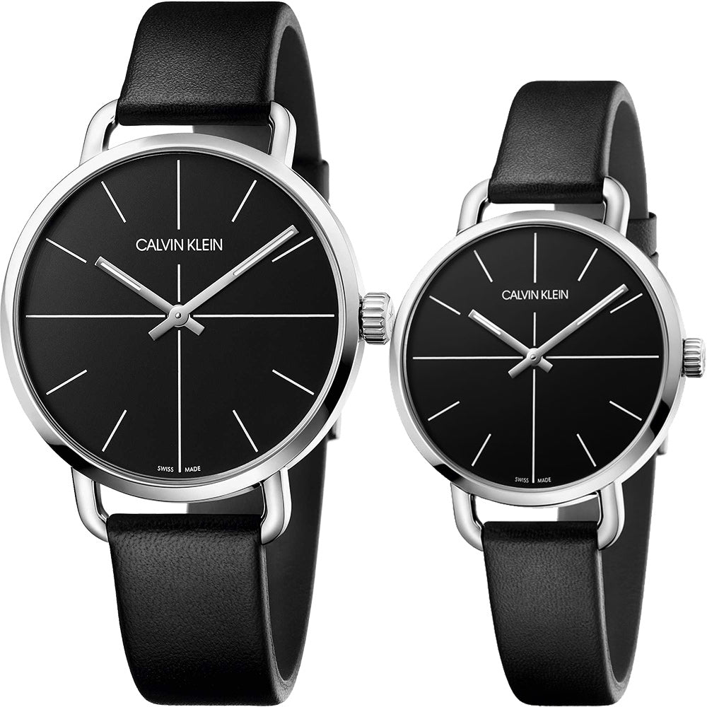  Shop Authentic Calvin Klein Evan Black Dial Black Leather Strap Watch for Men - K7B211CZ - Luxxuri