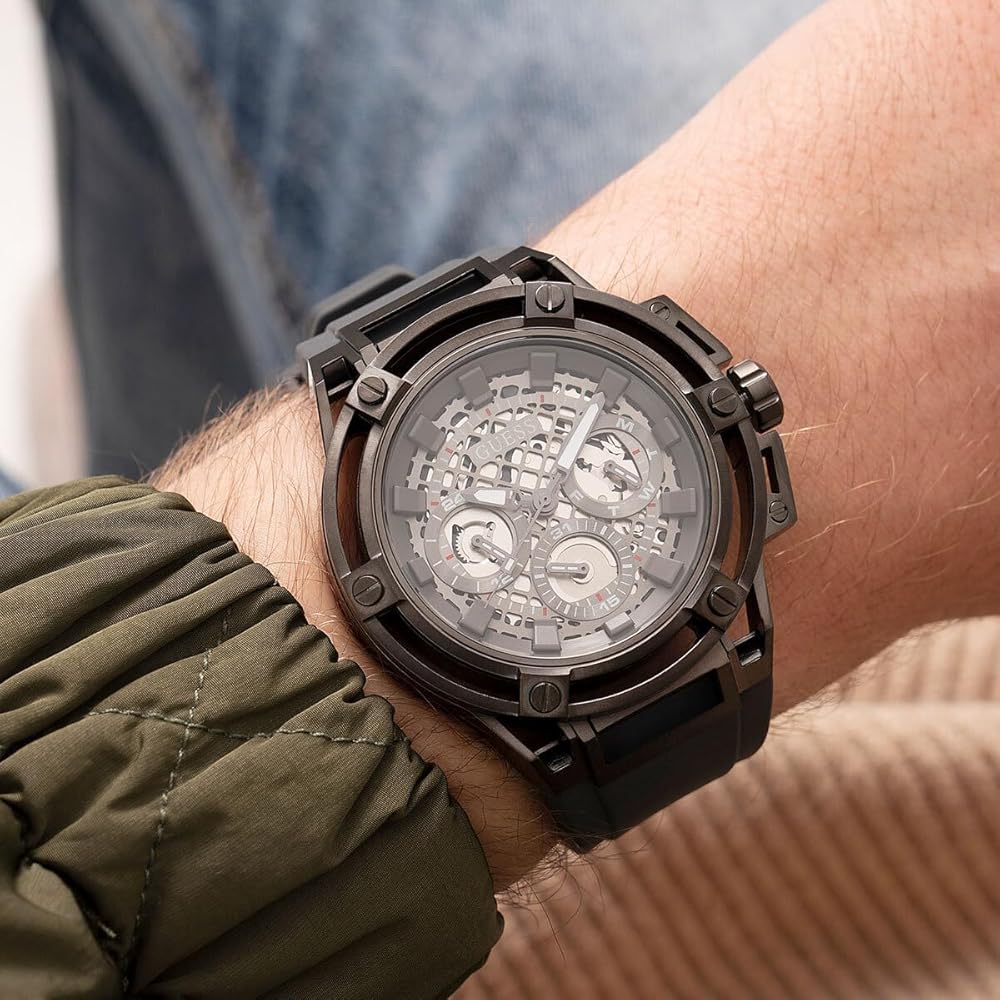  Shop Authentic Guess Matrix Multifunction Grey Dial Grey Rubber Strap Watch for Men - GW0423G3 - Luxxuri