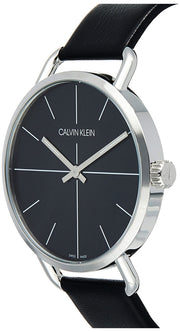  Shop Authentic Calvin Klein Evan Black Dial Black Leather Strap Watch for Men - K7B211CZ - Luxxuri