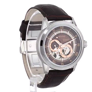  Shop Authentic Bulova Classic Skeleton Automatic Brown Dial Brown Leather Strap Watch for Men - 96A120 - Luxxuri