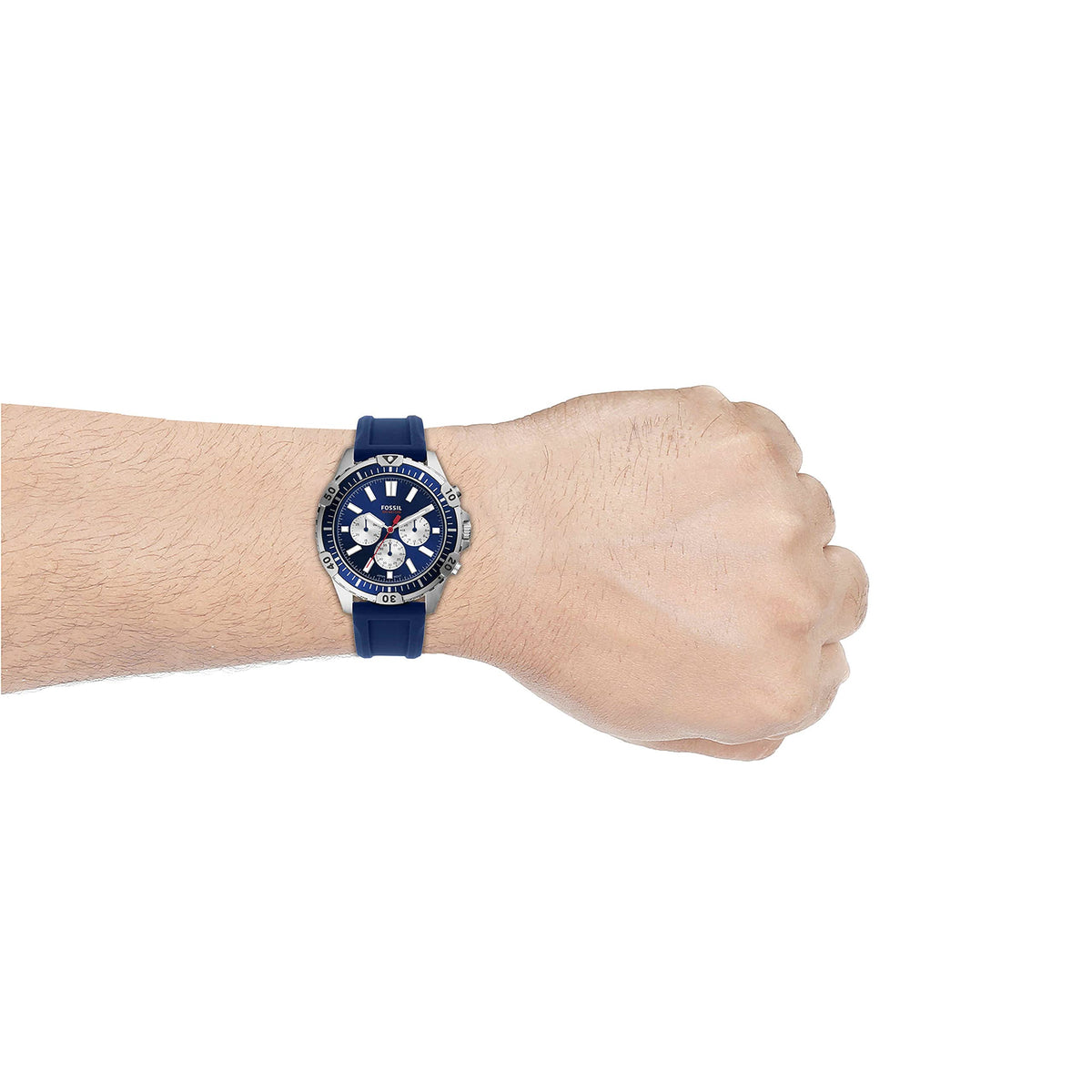  Shop Authentic Fossil Garrett Chronograph Blue Dial Blue Rubber Strap Watch for Men - FS5709 - Luxxuri