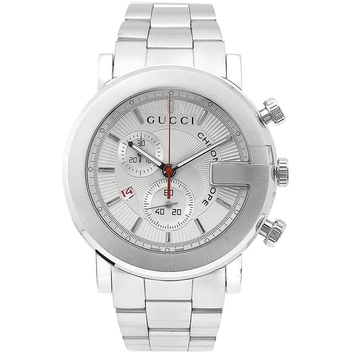  Shop Authentic Gucci G Chrono Chronograph White Dial Silver Steel Strap Watch For Men - YA101339 - Luxxuri
