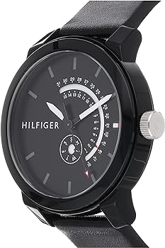  Shop Authentic Tommy Hilfiger Denim Quartz Black Dial Black Leather Strap Watch for Men - 1791479 - Luxxuri