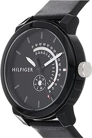  Shop Authentic Tommy Hilfiger Denim Quartz Black Dial Black Leather Strap Watch for Men - 1791479 - Luxxuri