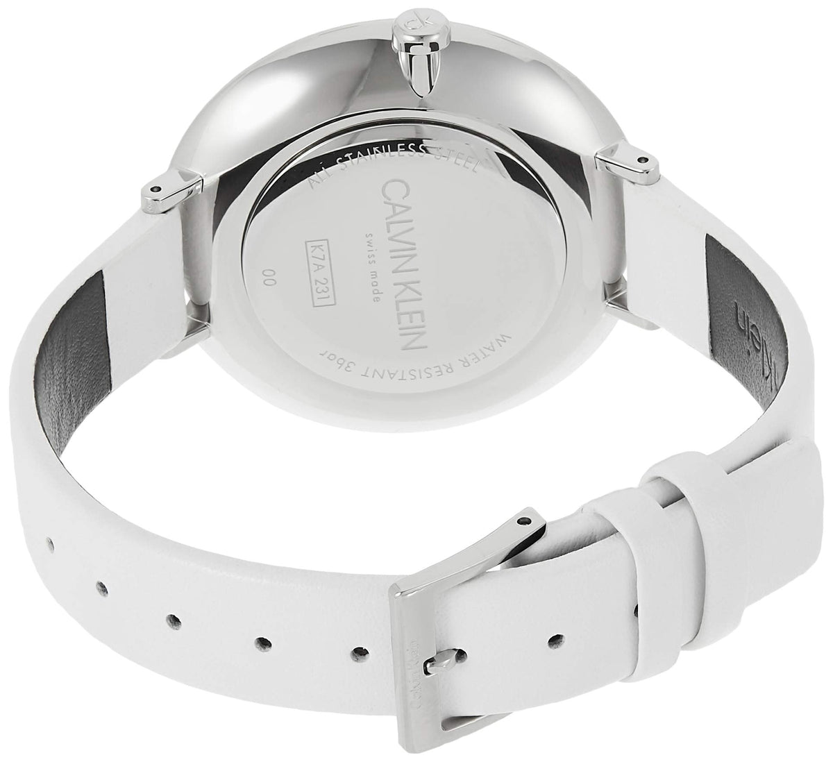  Shop Authentic Calvin Klein Rise White Grey Dial White Leather Strap Watch for Women - K7A231L6 - Luxxuri