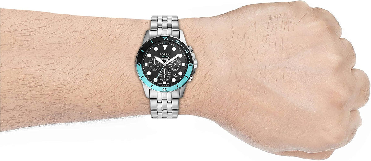  Shop Authentic Fossil FB-01 Chronograph Black Dial Silver Steel Strap Watch for Men - FS5827 - Luxxuri