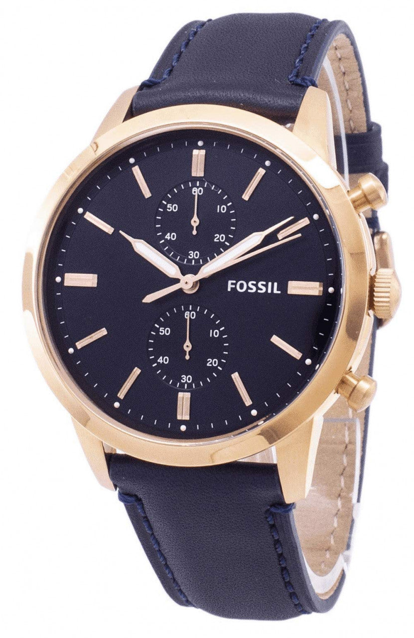  Shop Authentic Fossil Townsman Chronograph Blue Dial Blue Leather Strap Watch for Men - FS5436 - Luxxuri
