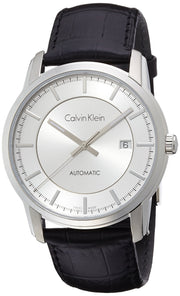  Shop Authentic Calvin Klein Infinity Silver Dial Black Leather Strap Watch for Men - K5S341C6 - Luxxuri