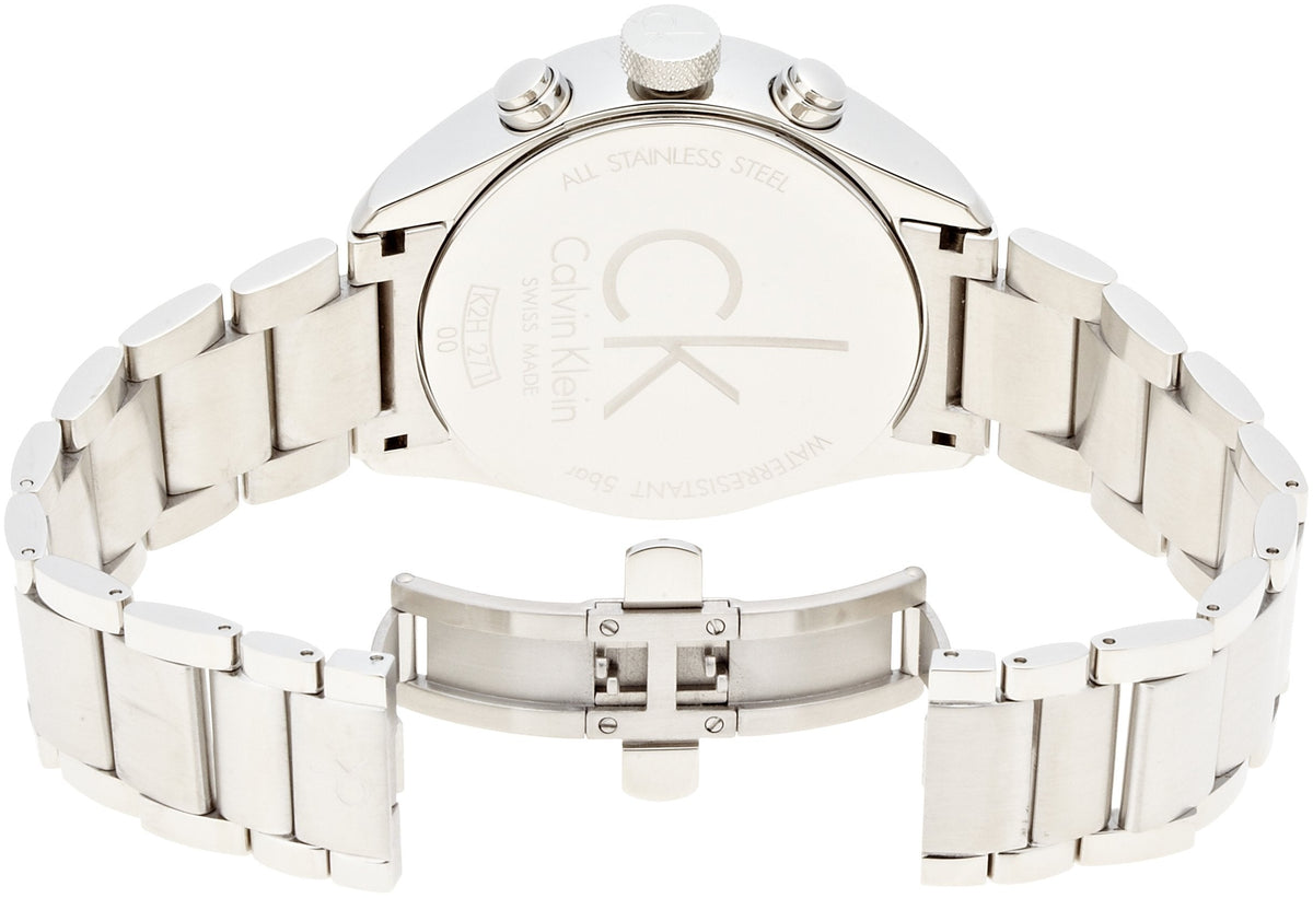  Shop Authentic Calvin Klein Masculine Chronograph White Dial Silver Steel Strap Watch for Men - K2H27126 - Luxxuri