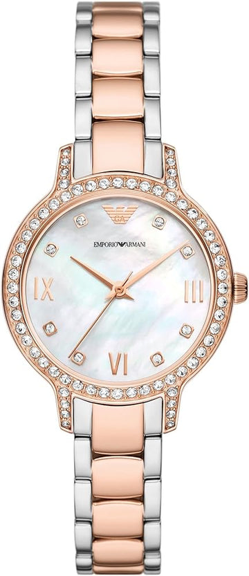  Shop Authentic Emporio Armani Cleo Mother of Pearl Dial Two Tone Steel Strap Watch For Women - AR11499 - Luxxuri
