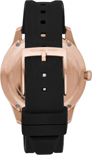  Shop Authentic Michael Kors Runway Quartz Black Dial Black Silicone Strap Watch For Women - MK6852 - Luxxuri