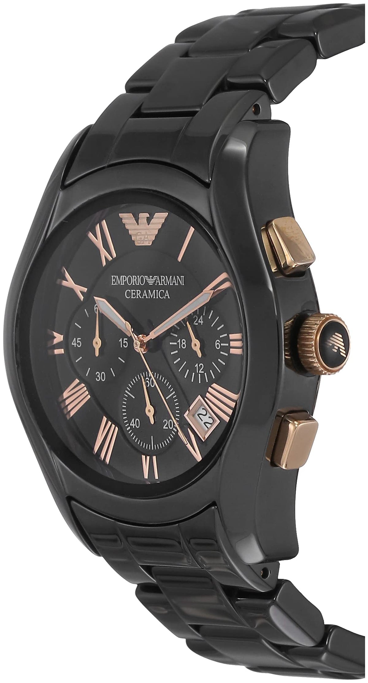  Shop Authentic Emporio Armani Valente Ceramica Chronograph Black Dial Black Steel Strap Watch For Men - AR1410 - Luxxuri