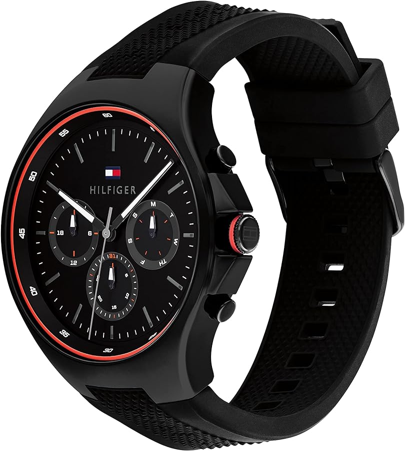  Shop Authentic Tommy Hilfiger Justin Black Dial Black Rubber Strap Watch For Men - 1792056 - Luxxuri