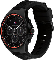  Shop Authentic Tommy Hilfiger Justin Black Dial Black Rubber Strap Watch For Men - 1792056 - Luxxuri