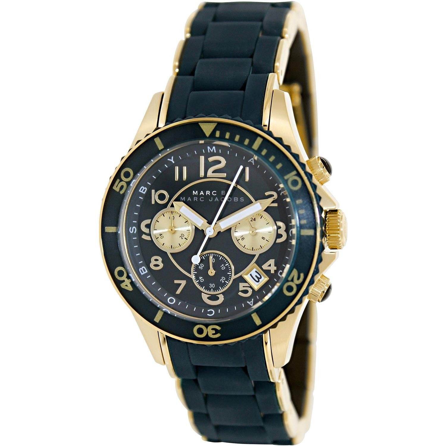  Shop Authentic Marc Jacobs Rock Chronograph Green Dial Green Silicone Strap Watch for Women - MBM2597 - Luxxuri