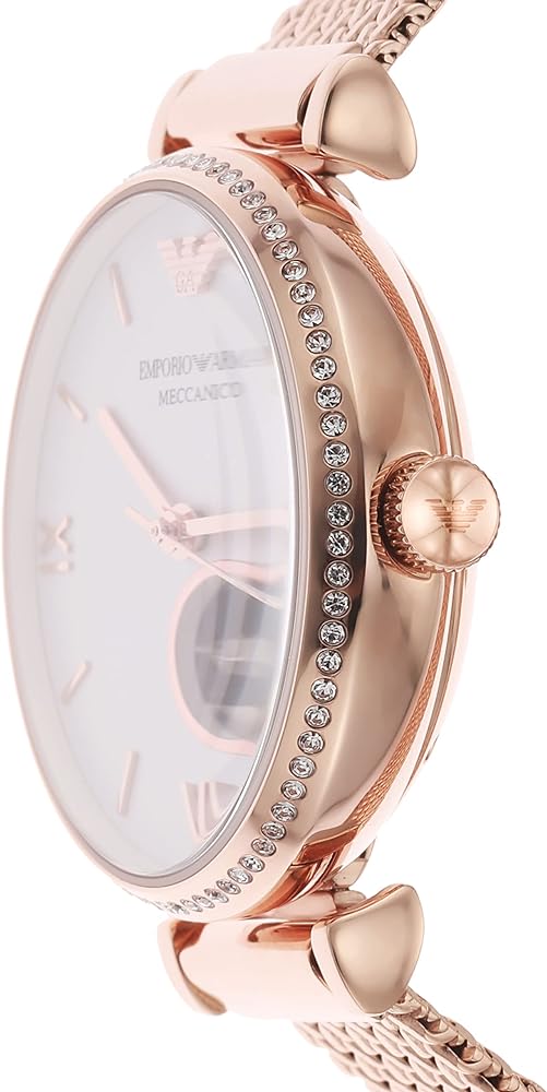  Shop Authentic Emporio Armani Meccanico Automatic White Dial Rose Gold Mesh Strap Watch For Women - AR60063 - Luxxuri