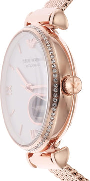  Shop Authentic Emporio Armani Meccanico Automatic White Dial Rose Gold Mesh Strap Watch For Women - AR60063 - Luxxuri